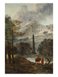 A Mountainous Landscape with an Obelisk; Un Paysage Montagneux Avec Un Obelisque