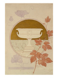 Design for a Book-Plate Incorporating a Vine Stem, a Poppy and a Garden Urn