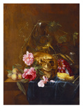 A Vanitas Still-Life with a Skull, a Conical Roemer,  a Dead Finch, Wheat, Grapes, Wild Roses and…