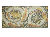 A Late Roman Byzantine Marble Mosaic Panel Depicting a Rabbit and a Duck, Each Enclosed Within a…