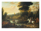 Hounds Bringing Down a Stag in a River