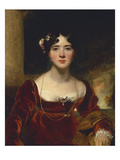 Portrait of Mrs. John Allnutt, Seated Half-Length in a Crimson Velvet Dress, Brown Shawl and Gold…