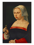 Buy Portrait of a Lady, Half Length, Wearing a Dark Dress with Red Sleeves and at AllPosters.com