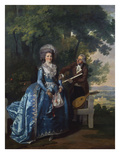 A Group Portrait of a Lady and a Gentleman, in a Landscape, the Lady in a Blue Satin Dress, the…