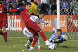 Sandy, UT March 26 - A. J. DeLaGarza, Javier Morales and Josh Saunders