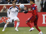 Sandy, UT March 26 - David Beckham and Javier Morales