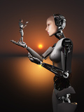 An Android Takes a Closer Look at a Representation of Herself Photographic Print