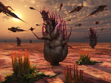 Buy A Swarm of Artificial Insects Gather Nectar from Native Plants on an Alien World at AllPosters.com