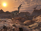 A Pack of Carnivorous Velociraptors from the Cretaceous Period on Earth