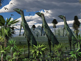 A Group of Lesothosaurus Dinosaurs on the Lookout for Predators
