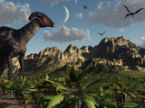 A Parasaurolophus Dinosaur During the Late Cretaceous Period