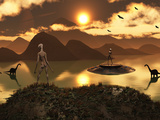 Buy A Distant Alien World Where Reptoids are the Dominant Species and Dinosaurs Roam Freely at AllPosters.com
