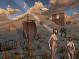 Buy Female Explorers Study Ancient Egyptian Ruins and Artifacts at AllPosters.com