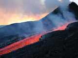 Lava Flowing from Base of Hornito During Eruption of Mount Etna Volcano, Sicily, Italy