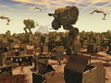 The Ruins of an Earth Type Environment Where Reptoids and Androids Conflict
