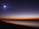 The Moon and Venus at Twilight from the Beach of Pinamar, Argentina
