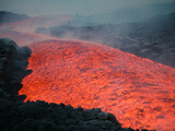 Lava Flow During Eruption of Mount Etna Volcano, Sicily, Italy