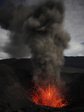 Strombolian Eruption of Mount Bromo Volcano, Tengger Caldera, Java, Indonesia