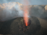 Strombolian Eruption of Vent in Crater Terrace of Stromboli Volcano, Aeolian Islands, Italy
