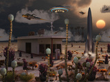 Artist's Concept of a Science Fiction Alien Landscape Photographic Print