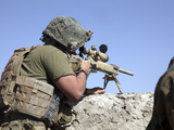 Buy A U.S. Marine Looks Through the Scope of an M40A1 Sniper Rifle at AllPosters.com