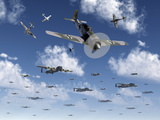 Buy German Focke-Wulf 190 Fighter Aircraft Attack British Lancaster Bombers at AllPosters.com