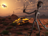 Grey Aliens at the Site of their UFO Crash