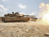 Buy Marines Bombard Through a Live Fire Range Using M1A1 Abrams Tanks at AllPosters.com