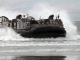 U.S. Navy Landing Craft Air Cushion Makes a Beach Landing