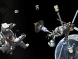 Buy A Mars Cycler Travels by the Earth While Two Astronauts Watch from Afar at AllPosters.com