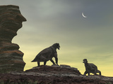 Buy Two Giant Moschops Face Off on a Sandstone Mesa 250 Million Years Ago at AllPosters.com