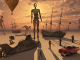 A Bizarre and Surreal Sculpture Park Setup in a Desert Environment