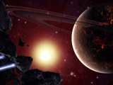 A Stealth Fighter En Route to Hades, a Ringed Planet