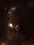 Aplanet Illuminated by Plasma Floating in the Vast Space