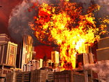 Buy A 3D Conceptual Image of a Stealth Bomber Nuking a City at AllPosters.com