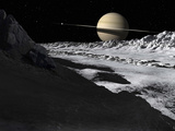 Saturn's Moon, Tethys, Is Split by an Enormous Valley Called Ithaca Chasma