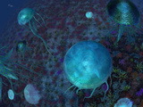 Buy A Swarm of Jellyfish Swim the Panthalassic Ocean at AllPosters.com