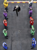 U.S. Navy Rainbow Sideboys Stationed Aboard Aircraft Carrier USS Abraham Lincoln