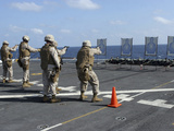 Military Policemen Train with the Berretta M9 9mm Pistol Aboard USS San Antonio
