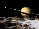 Saturn Seen from the Surface of its Moon, Rhea