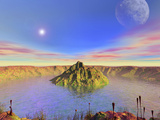 Buy Alien Flora Flourishes in an Impact Crater on an Earth-Like Planet at AllPosters.com