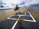 A Brazilian Eurocopter Prepares to Land Aboard a Brazilian Navy Hospital Ship