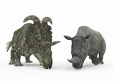 Buy An Adult Albertaceratops Compared to a Modern Adult White Rhinoceros at AllPosters.com