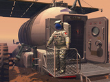 Buy Illustration of an Astronaut Leaving their Mars Rover Vehicle to Explore the Planet's Surface at AllPosters.com