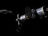 A Deep Space Mission Vehicle Approaching an Asteroid