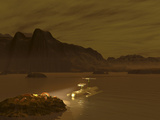 Buy Artist's Concept of a Robotic Probe Exploring a Frigid Ethane Lake on Titan at AllPosters.com