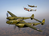 Three Lockheed P-38 Lightnings in Flight