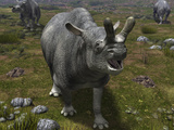 Buy A Brontotherium Leaves His Forest Habitat in Search of a Meal at AllPosters.com