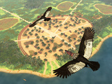 Buy A Pair of Andean Condors Fly over an Amazonian Village at AllPosters.com