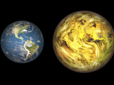 Buy Illustration Comparing the Size of Extrasolar Planet Gliese 581 C with That of the Earth at AllPosters.com